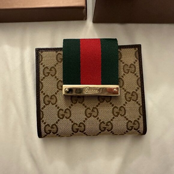 Brand New Gucci Ophidia GG Canvas and Leather Web French Wallet - Picture 3 of 7